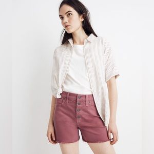Madewell High-Rise Denim Shorts: Garment-Dyed Button-Front Edition